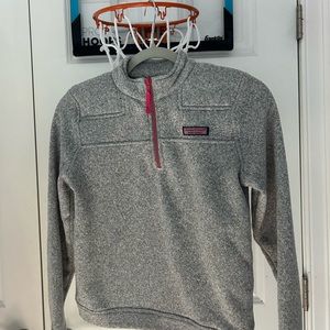 Girls Vinyard vines grey fleece zip up